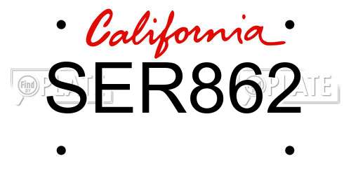 SER862 California License Plate
