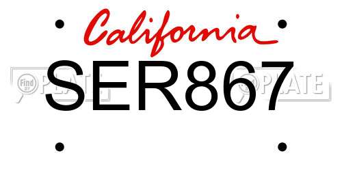 SER867 California License Plate