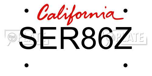 SER86Z California License Plate