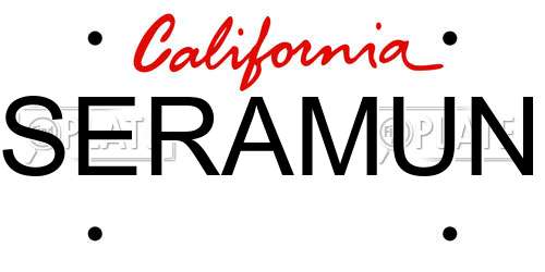 SERAMUN California License Plate