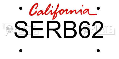 SERB62 California License Plate