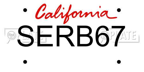SERB67 California License Plate