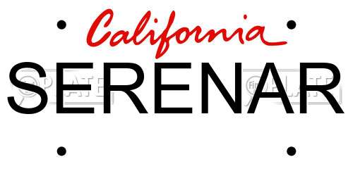 SERENAR California License Plate