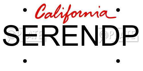 SERENDP California License Plate