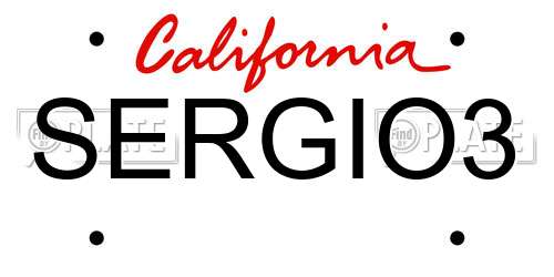 SERGIO3 California License Plate