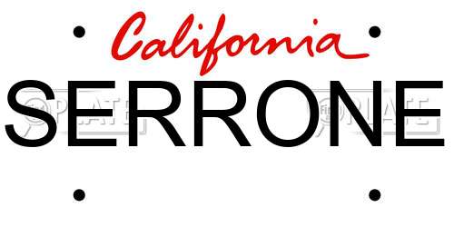 SERRONE California License Plate