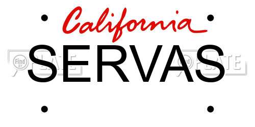SERVAS California License Plate