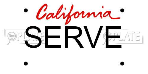 SERVE California License Plate