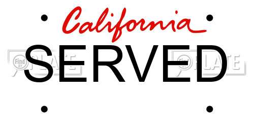 SERVED California License Plate
