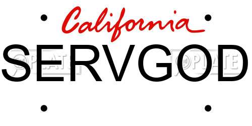 SERVGOD California License Plate