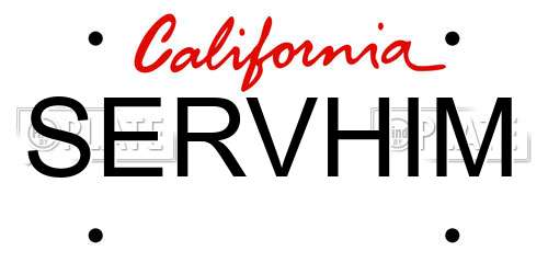 SERVHIM California License Plate