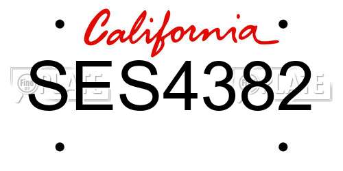 SES4382 California License Plate