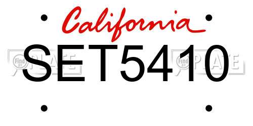 SET5410 California License Plate