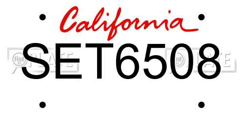 SET6508 California License Plate