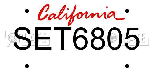 SET6805 California License Plate