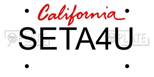 SETA4U California License Plate