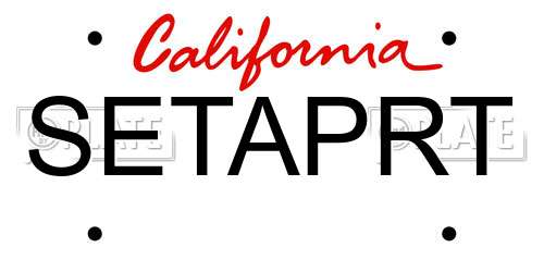 SETAPRT California License Plate