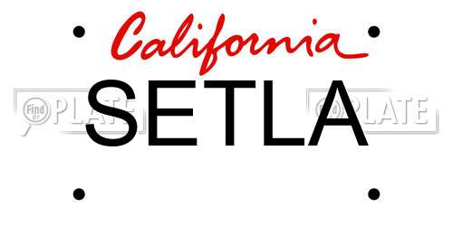 SETLA California License Plate