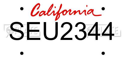 SEU2344 California License Plate