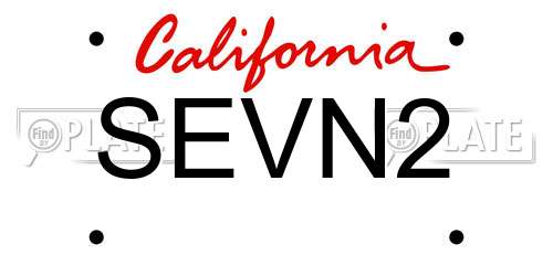 SEVN2 California License Plate