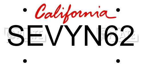 SEVYN62 California License Plate