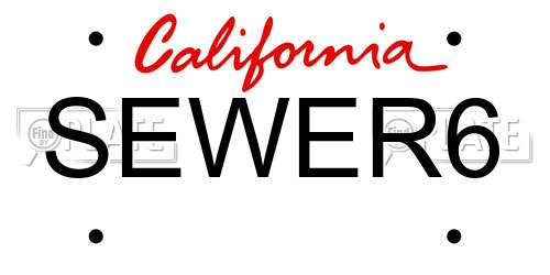 SEWER6 California License Plate