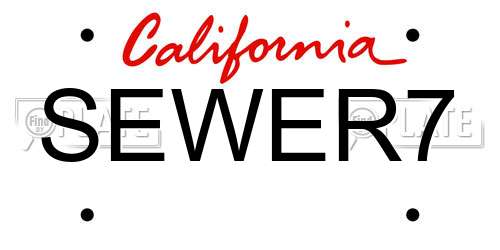 SEWER7 California License Plate