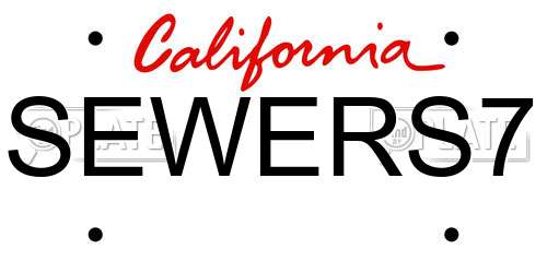 SEWERS7 California License Plate