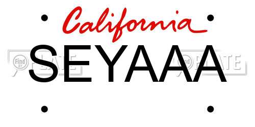 SEYAAA California License Plate