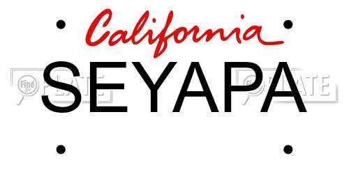 SEYAPA California License Plate