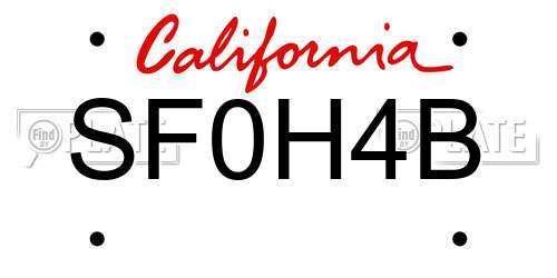 SF0H4B California License Plate