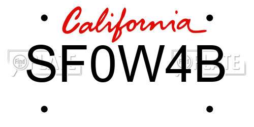 SF0W4B California License Plate