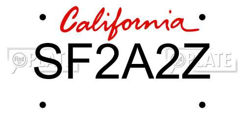 SF2A2Z California License Plate