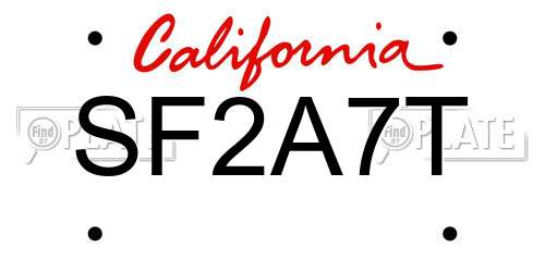 SF2A7T California License Plate