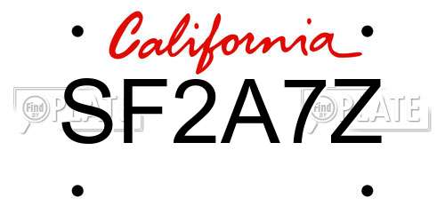 SF2A7Z California License Plate