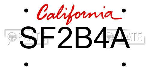 SF2B4A California License Plate