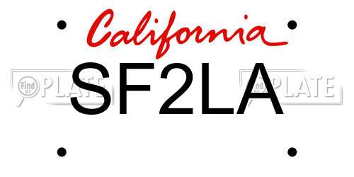 SF2LA California License Plate
