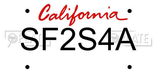 SF2S4A California License Plate