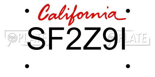 SF2Z9I California License Plate