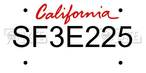 SF3E225 California License Plate