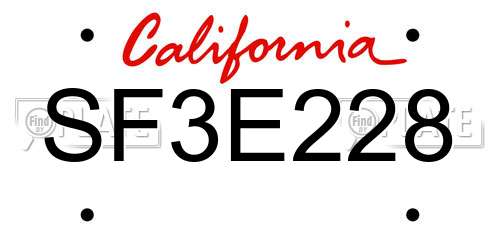 SF3E228 California License Plate