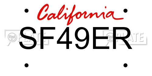 SF49ER California License Plate