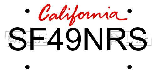 SF49NRS California License Plate