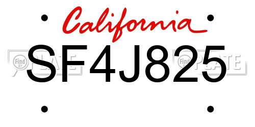 SF4J825 California License Plate
