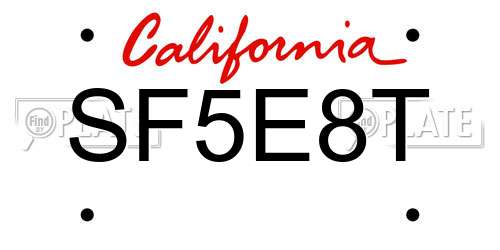 SF5E8T California License Plate