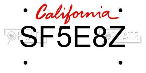SF5E8Z California License Plate