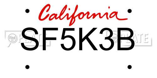 SF5K3B California License Plate