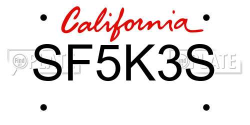 SF5K3S California License Plate