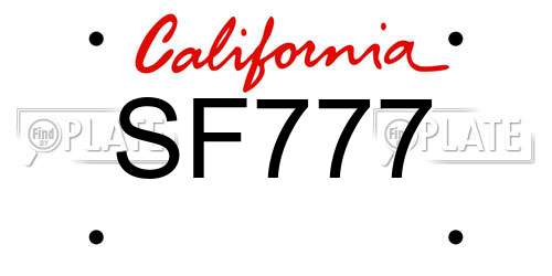 SF777 California License Plate