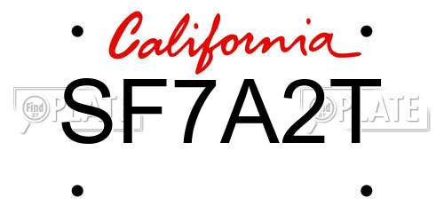 SF7A2T California License Plate